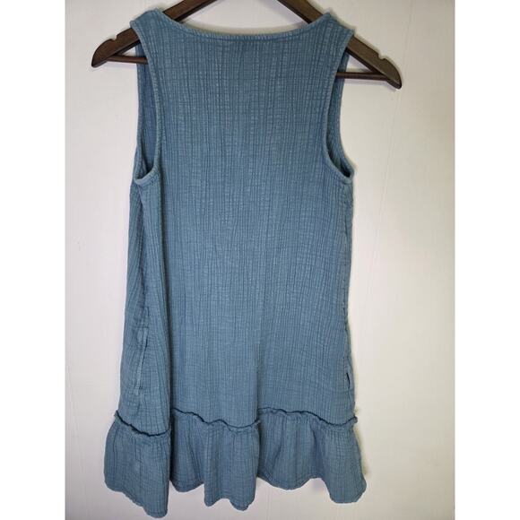 Wonderly Blue Ribbed Sleeveless Midi Dress Ruffle Hem Size Small - Picture 2 of 6
